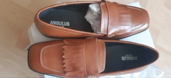 ANGULUS rudi odiniai loaferiai su kutais